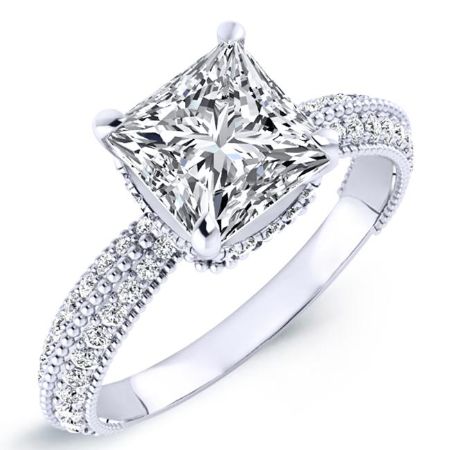 Oxalis Moissanite Matching Band Only (engagement Ring Not Included) For Ring With Princess Center whitegold