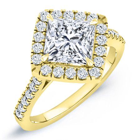 Cattleya Diamond Matching Band Only (engagement Ring Not Included) For Ring With Princess Center yellowgold