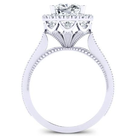 Mawar Cushion Moissanite Engagement Ring whitegold