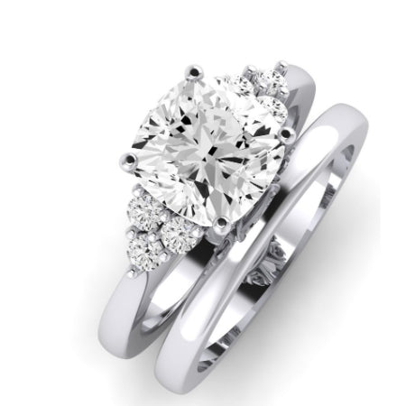 Alyssa Moissanite Matching Band Only (does Not Include Engagement Ring) For Ring With Cushion Center whitegold
