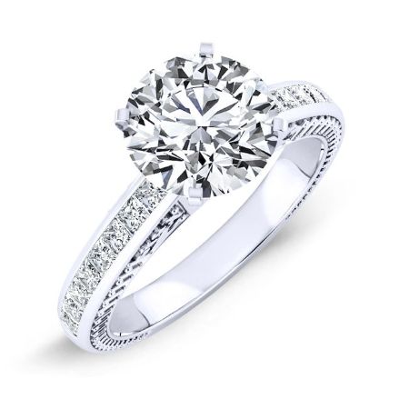 Peony Moissanite Matching Band Only (engagement Ring Not Included) For Ring With Round Center whitegold