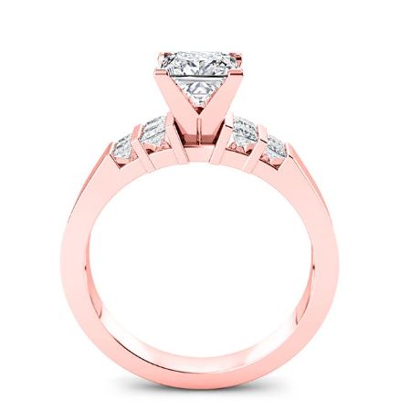 Carnation Princess Moissanite Engagement Ring rosegold