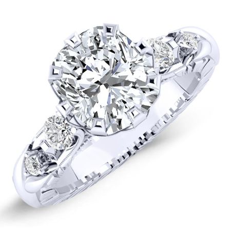 Oleana Diamond Matching Band Only (engagement Ring Not Included) For Ring With Cushion Center whitegold
