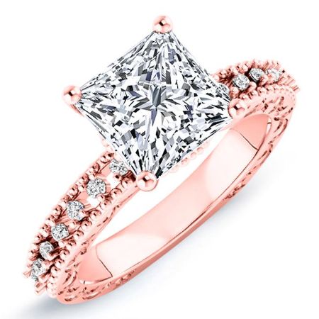 Carmel Diamond Matching Band Only (engagement Ring Not Included) For Ring With Princess Center rosegold