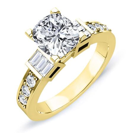 Daisy Moissanite Matching Band Only (engagement Ring Not Included) For Ring With Cushion Center yellowgold