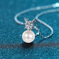 Queen Moissanite & Pearl Necklace whitegold