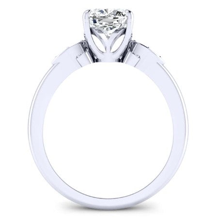 Lobelia Cushion Moissanite Engagement Ring whitegold