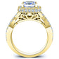 Clover Princess Moissanite Engagement Ring yellowgold