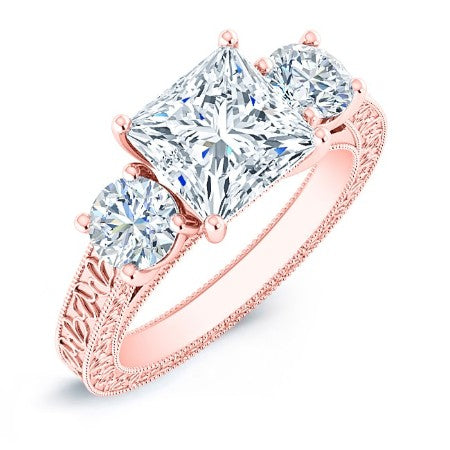 Belladonna Princess Moissanite Bridal Set rosegold