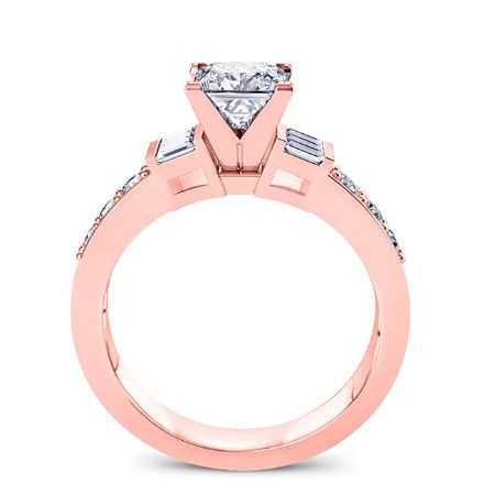 Daisy Moissanite Matching Band Only (engagement Ring Not Included) For Ring With Princess Center rosegold