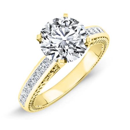 Peony Moissanite Matching Band Only (engagement Ring Not Included) For Ring With Round Center yellowgold