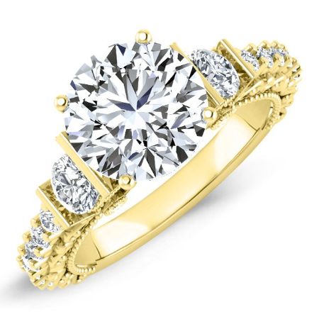 Belle Diamond Matching Band Only (engagement Ring Not Included) For Ring With Round Center yellowgold