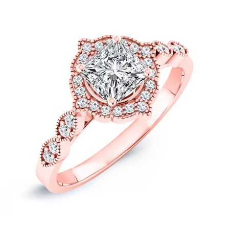 Petal Moissanite Matching Band Only (engagement Ring Not Included) For Ring With Princess Center rosegold