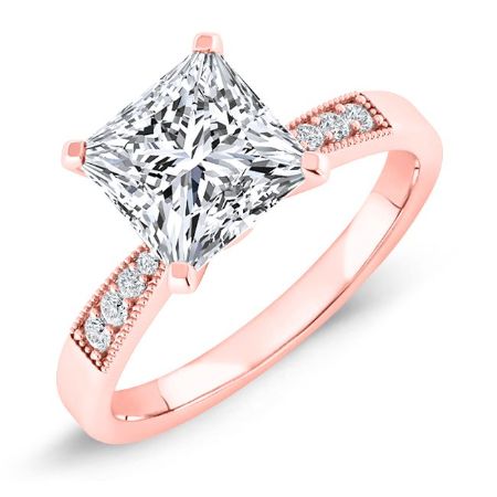 Poppy Moissanite Matching Band Only (engagement Ring Not Included) For Ring With Princess Center rosegold