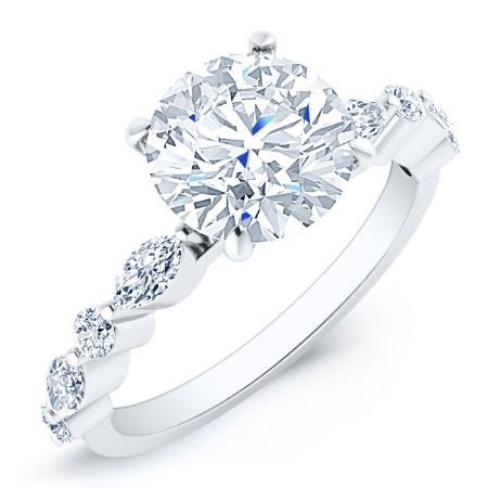Redbud Moissanite Matching Band Only (engagement Ring Not Included) For Ring With Round Center whitegold
