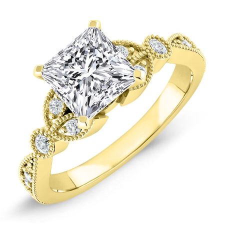 Laurel Diamond Matching Band Only (engagement Ring Not Included) For Ring With Princess Center yellowgold