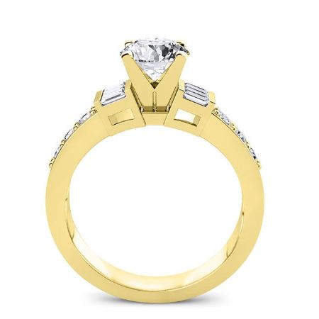 Daisy Moissanite Matching Band Only (engagement Ring Not Included) For Ring With Round Center yellowgold