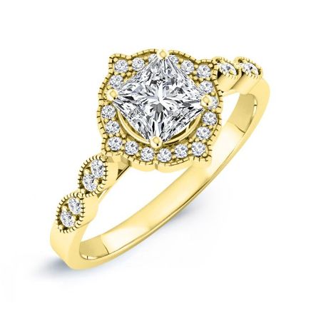 Petal Diamond Matching Band Only (engagement Ring Not Included) For Ring With Princess Center yellowgold