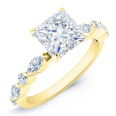Redbud Moissanite Matching Band Only (engagement Ring Not Included) For Ring With Princess Center yellowgold