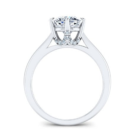 Gardenia Cushion Moissanite Engagement Ring whitegold