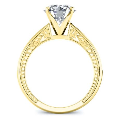 Peony Round Moissanite Engagement Ring yellowgold