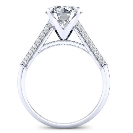 Iberis Round Moissanite Engagement Ring whitegold