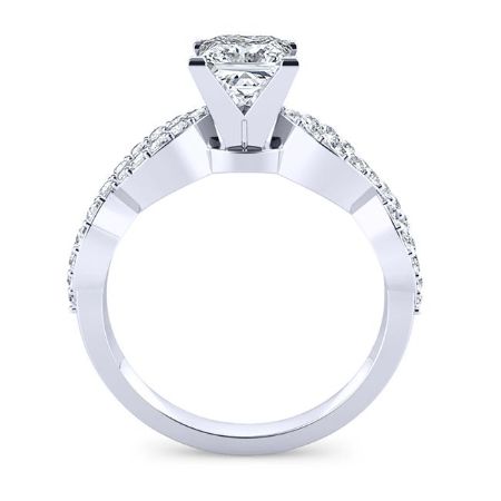 Camellia Moissanite Matching Band Only (engagement Ring Not Included) For Ring With Princess Center whitegold