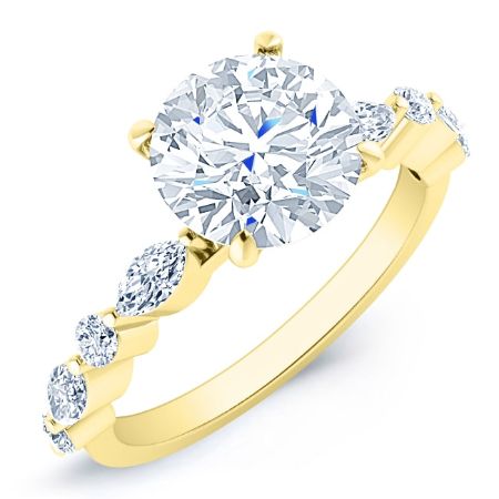 Redbud Moissanite Matching Band Only (engagement Ring Not Included) For Ring With Round Center yellowgold