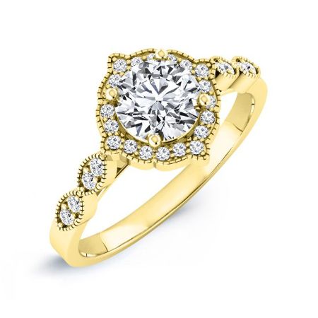 Petal Moissanite Matching Band Only (engagement Ring Not Included) For Ring With Round Center yellowgold