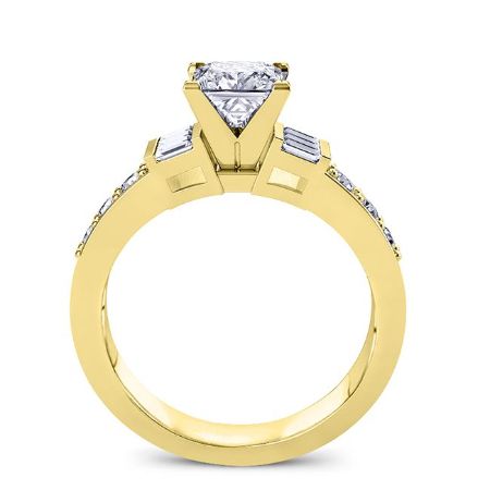 Daisy Moissanite Matching Band Only (engagement Ring Not Included) For Ring With Princess Center yellowgold
