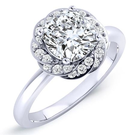 Almond Moissanite Matching Band Only (engagement Ring Not Included) For Ring With Cushion Center whitegold