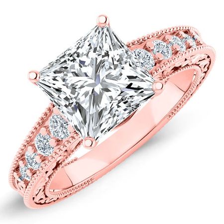 Romy Diamond Matching Band Only (engagement Ring Not Included) For Ring With Princess Center rosegold
