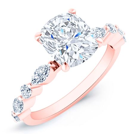 Redbud Diamond Matching Band Only (engagement Ring Not Included) For Ring With Cushion Center rosegold