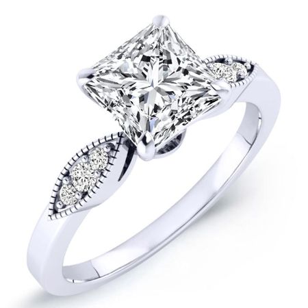 Mulberry Moissanite Matching Band Only (engagement Ring Not Included) For Ring With Princess Center whitegold
