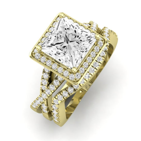 Moonflower Diamond Matching Band Only ( Engagement Ring Not Included) For Ring With Princess Center yellowgold