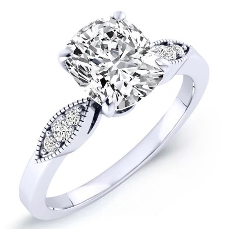 Mulberry Cushion Moissanite Bridal Set whitegold