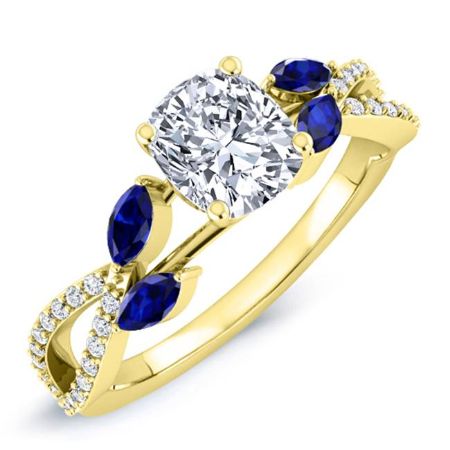 Alba Diamond Matching Band Only (engagement Ring Not Included) For Ring With Cushion Center yellowgold