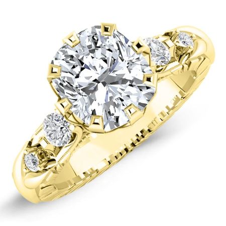 Oleana Moissanite Matching Band Only (engagement Ring Not Included) For Ring With Cushion Center yellowgold