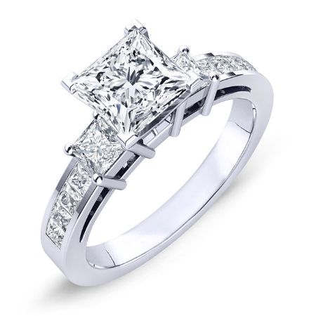 Hazel Moissanite Matching Band Only (engagement Ring Not Included) For Ring With Princess Center whitegold