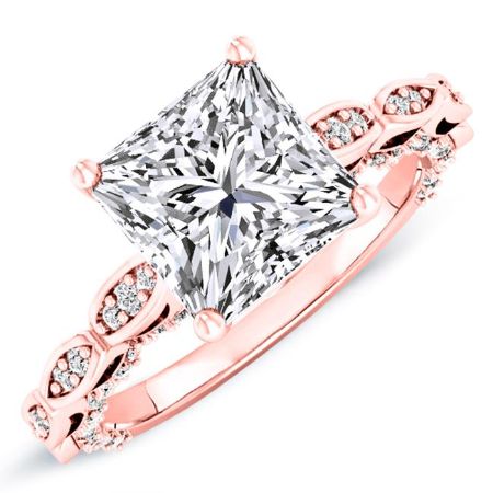 Peregrine Moissanite Matching Band Only (engagement Ring Not Included) For Ring With Princess Center rosegold