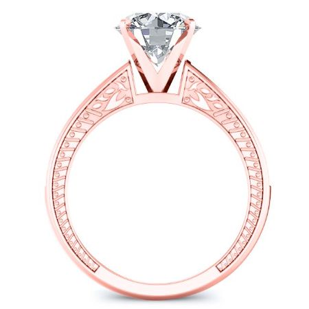 Peony Round Moissanite Engagement Ring rosegold