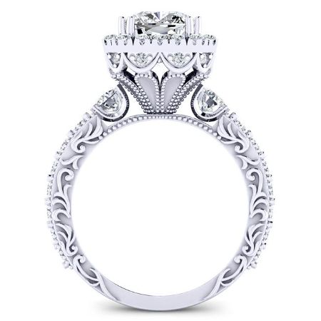 Canna Cushion Moissanite Engagement Ring whitegold