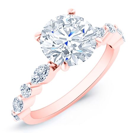 Redbud Moissanite Matching Band Only (engagement Ring Not Included) For Ring With Round Center rosegold
