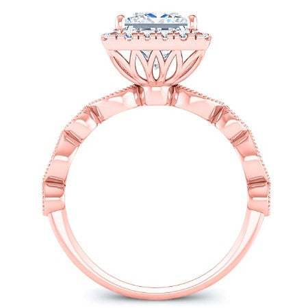 Aubretia Princess Moissanite Engagement Ring rosegold