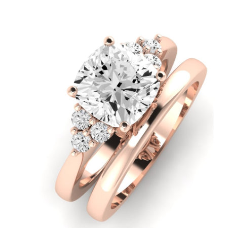 Alyssa Moissanite Matching Band Only (does Not Include Engagement Ring) For Ring With Cushion Center rosegold