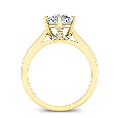 Gardenia Cushion Moissanite Engagement Ring yellowgold