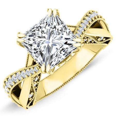 Tansy Moissanite Matching Band Only (engagement Ring Not Included) For Ring With Princess Center yellowgold