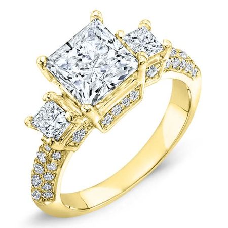 Daffodil Diamond Matching Band Only (engagement Ring Not Included) For Ring With Princess Center yellowgold