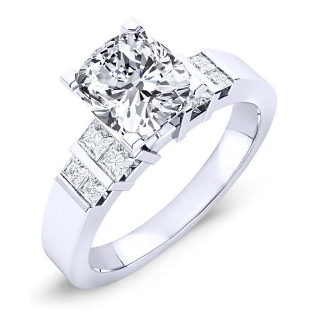 Carnation Moissanite Matching Band Only (engagement Ring Not Included) For Ring With Cushion Center whitegold