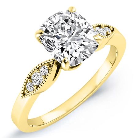 Mulberry Moissanite Matching Band Only (engagement Ring Not Included) For Ring With Cushion Center yellowgold